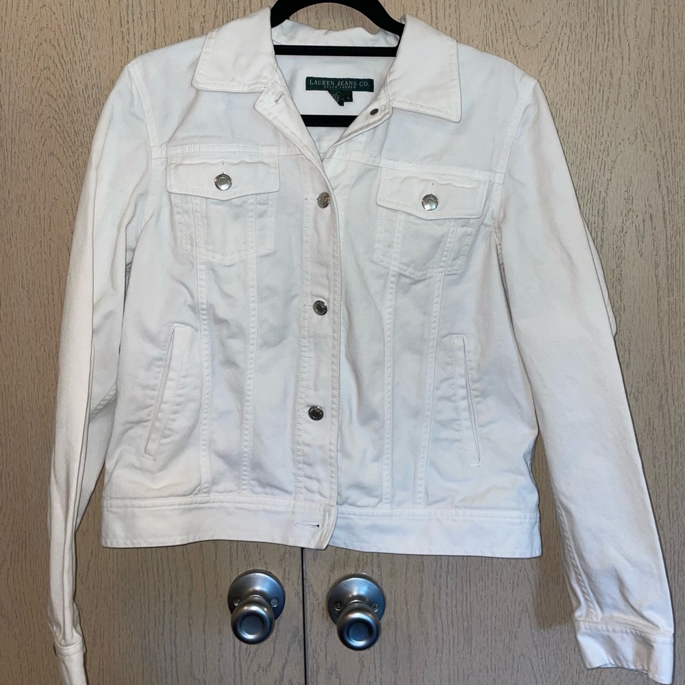 L Ralph Lauren White Jean Jacket